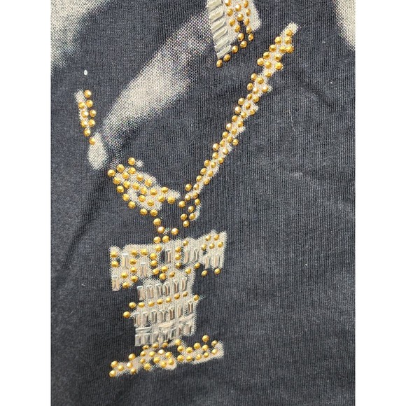 Tupac Black Heavy Weight Embellished T-Shirt Size 3XLT Rare Red Eyes Rap Band - Picture 3 of 8